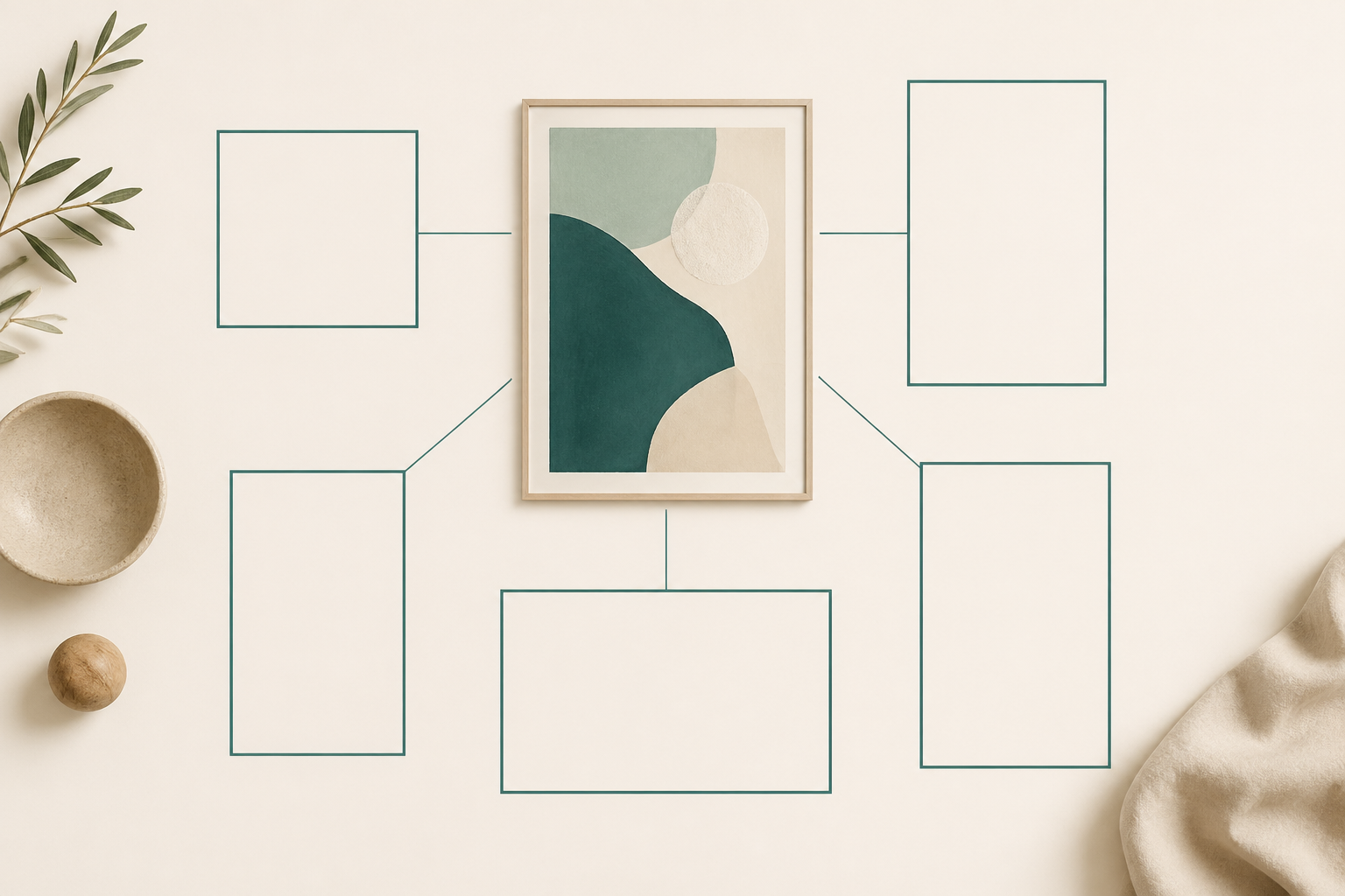 A single source artwork shown alongside its five standard print ratios — 2:3, 3:4, 4:5, 11:14, A-series — laid out for an Etsy wall art listing