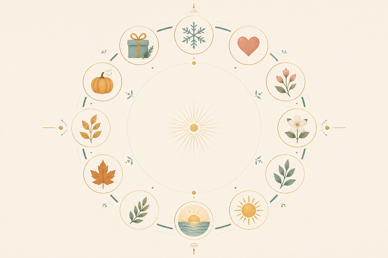 A 12-month Etsy seasonal calendar showing peak-demand niches month by month — from January habit trackers through December Christmas printables